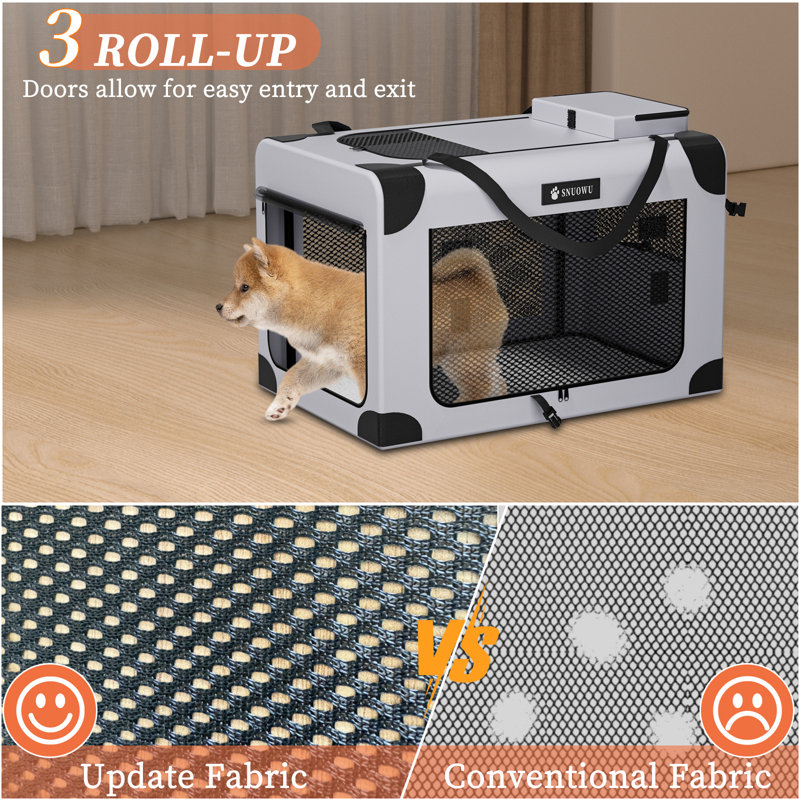 30 36 42 Inch Collapsible Dog Crate 3 Door Portable Travel Dog Crate for Large Dogs Foldable Soft Dog Crate Pet Kennel for Indoor Outdoor Pet Home